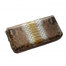 Гаманець зі шкіри пітона Lori (orange-gold-silver) з металевою фурнітурою