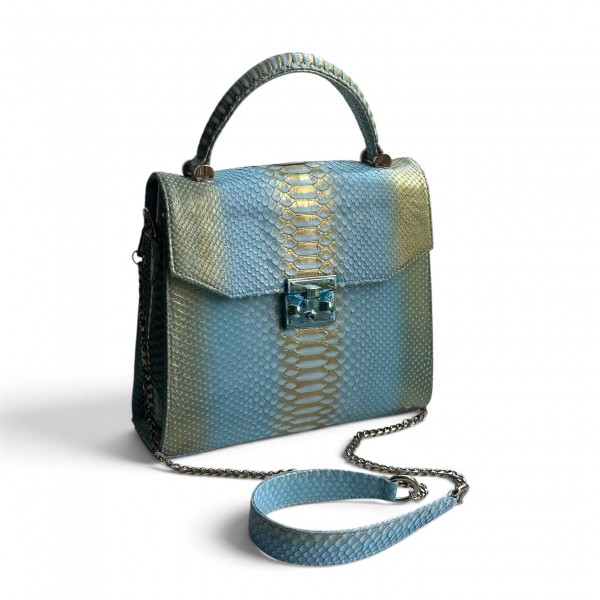 Сумка зі шкіри пітона Serena 25 см (blue with gold) Сумка зі шкіри пітона Serena 25 см (blue with gold)