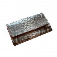 Гаманець зі шкіри пітона Megan (natural with silver) на кнопці