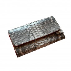 Гаманець зі шкіри пітона Megan (natural with silver) на кнопці
